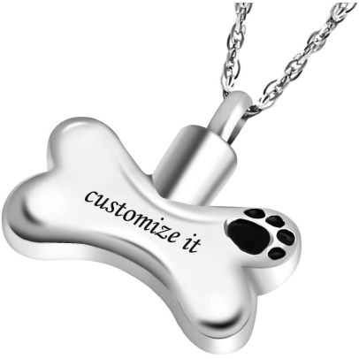 Pet Cremation Jewelry Urn Necklace for Ashes Pet Paw Memorial Ashes Holder Necklace for Dog w/Filler Kit