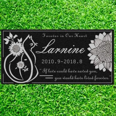 Personalized Memorial Stone Plaque for Cats - Durable & Water Proof Pet Headstone- Garden Grave Marker -Cat and Sunflower