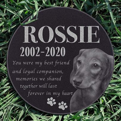 Round Personalized Dog Cat Memorial Plaque with Photo Engraving Customized Grave Marker