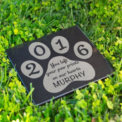 Personalized Dog Memorial Stones Customized Pet Headstones - You Left Your Paw Prints on Our Hearts #36